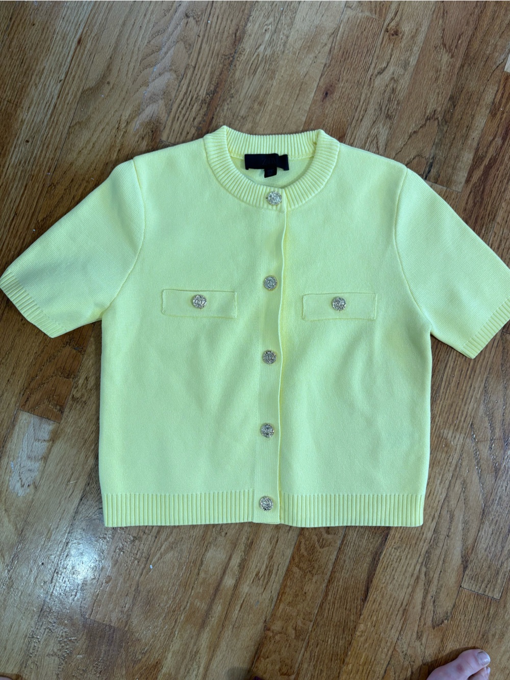 Zara Lemon Yellow Short Sleeve Knit Cardigan